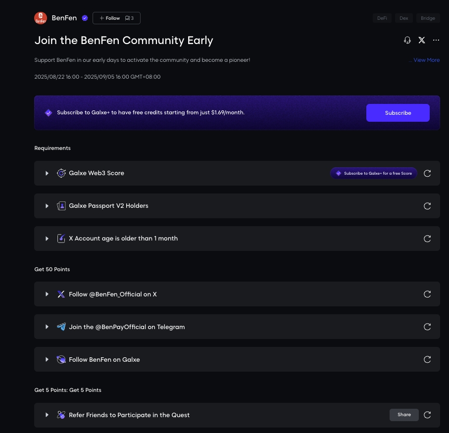 BenFen Galxe campaign